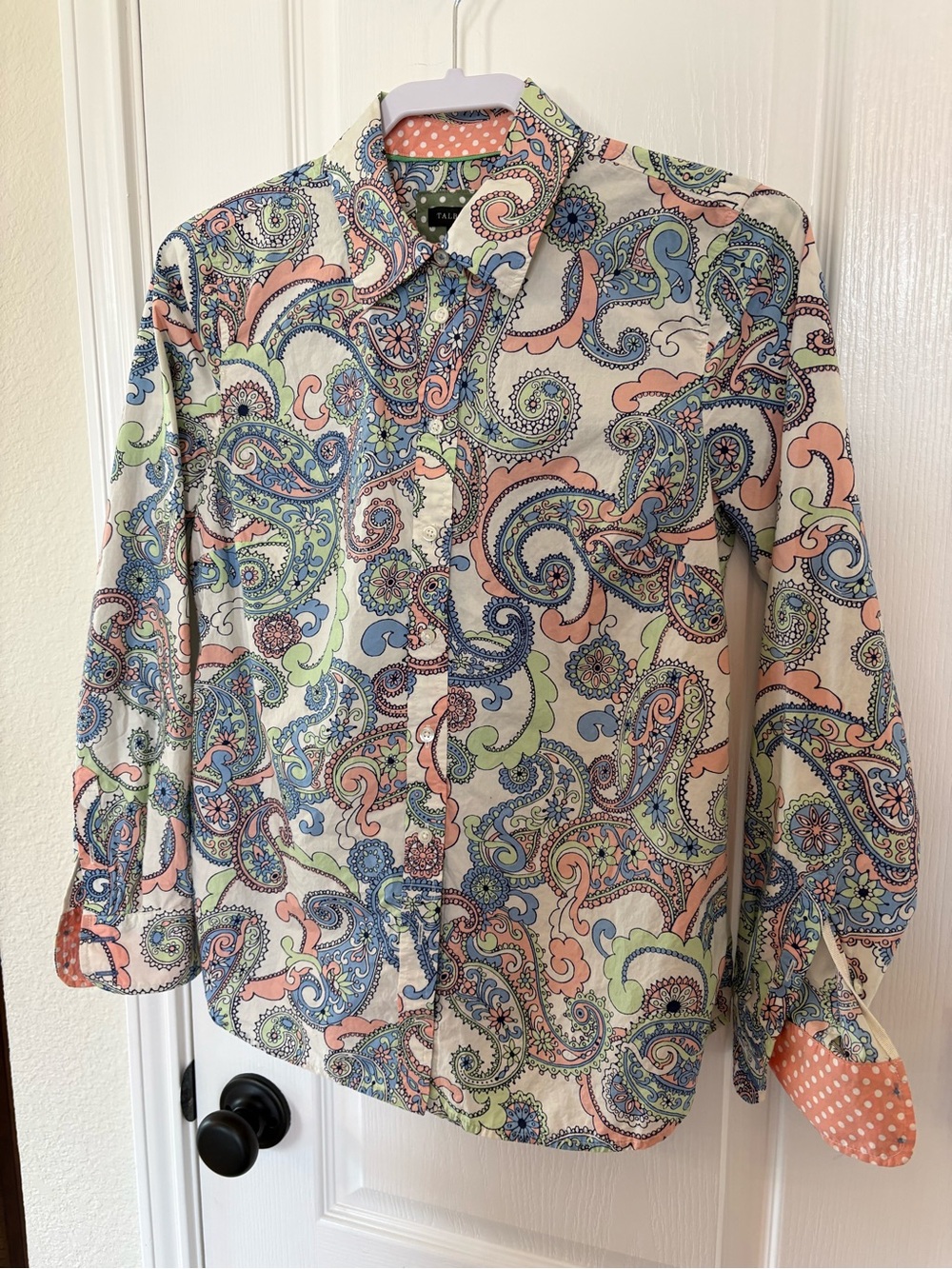 Talbots Women's Paisley Button-Down Shirt — Cream, Blue, Pink, Green
